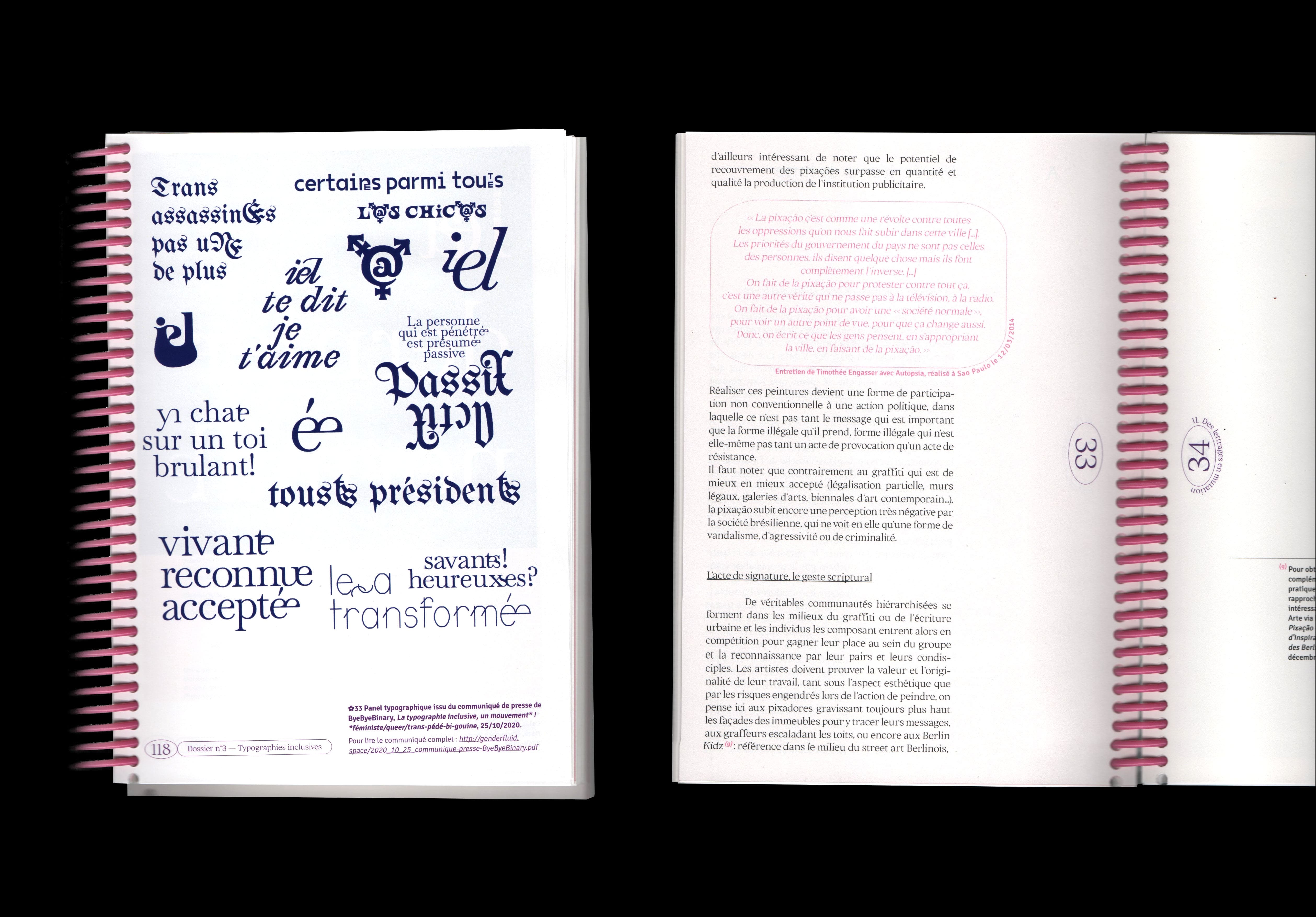 Mémoire de recherche, pages intérieures